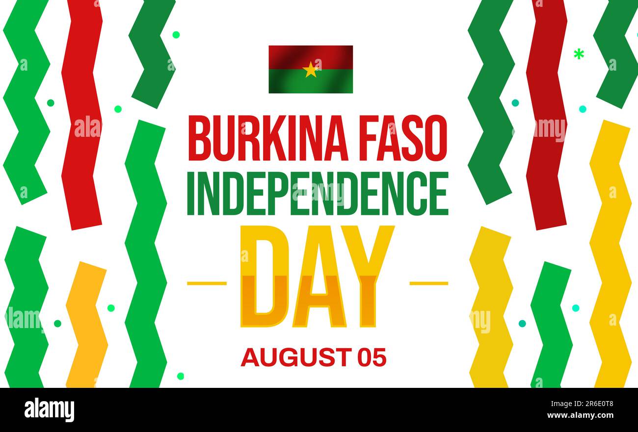 Burkina Faso Independence Day wallpaper design with flag and typography.  Colorful shapes and text in the center Stock Photo - Alamy