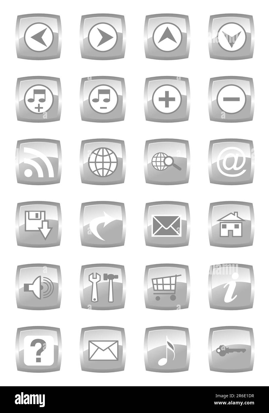 Vector illustration of glossy multimedia icon set Stock Vector Image ...