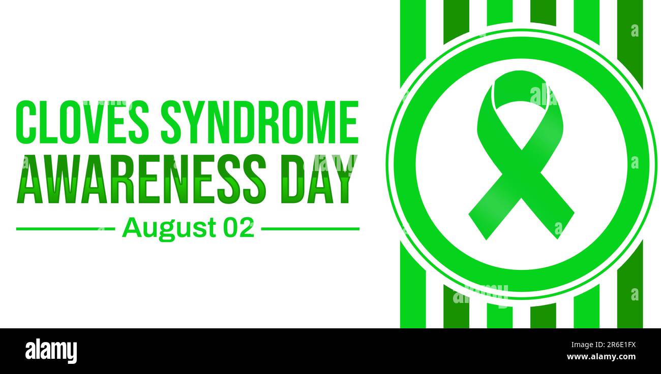 Cloves Syndrome Awareness Day background with green ribbon and