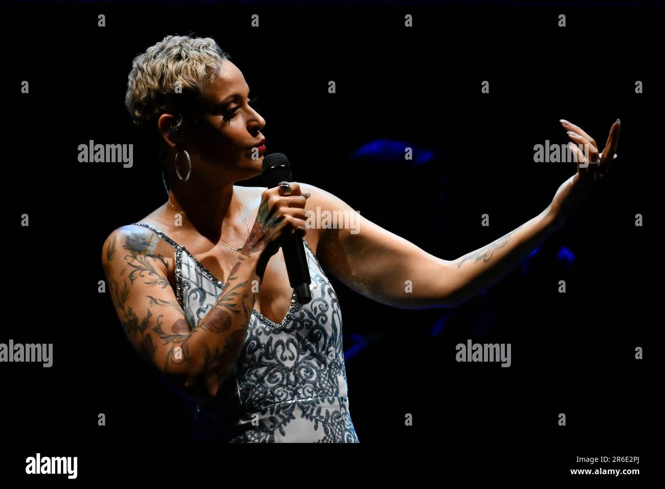 Roma, Italy. 07th June, 2023. Mariza during the preview of Womad Rome, on June 7, 2023 at the Cavea of the Auditorium Parco della Musica, Rome, Italy. (Photo by Domenico Cippitelli/NurPhoto) Credit: NurPhoto SRL/Alamy Live News Stock Photo