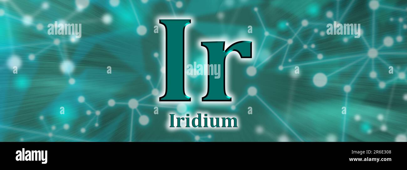 Ir symbol. Iridium chemical element on green network background Stock Photo