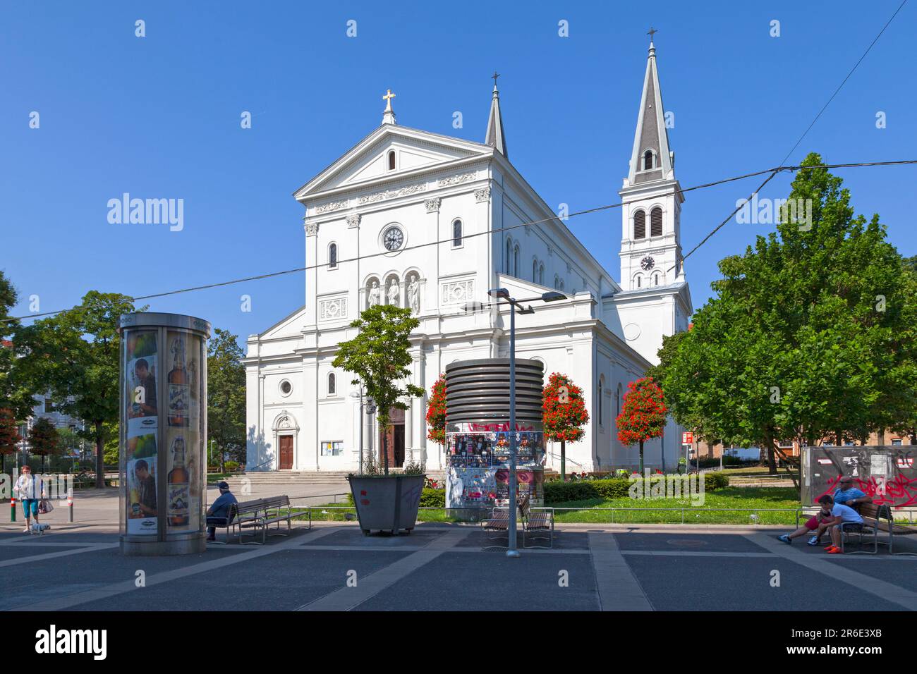 Vienna, Austria - June 17 2018: Parish church of St. Johann the Evangelist (German: Pfarrkirche St. Johann) located in Favoriten, the 10th district of Stock Photo