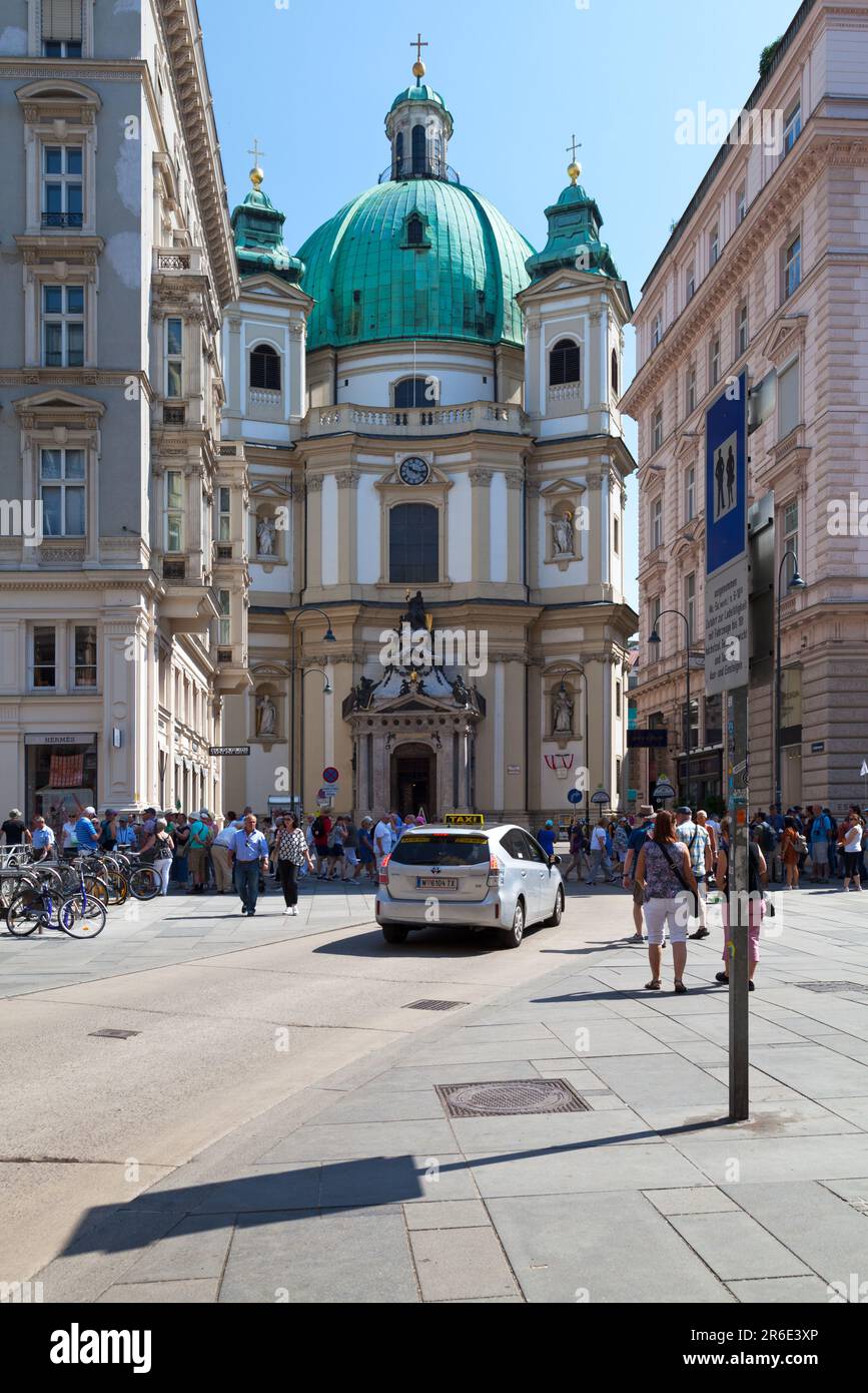Vienna, Austria - June 17 2018: The Peterskirche (English: St. Peter's Church) is a Baroque Roman Catholic parish church in the Austrian capital. Stock Photo