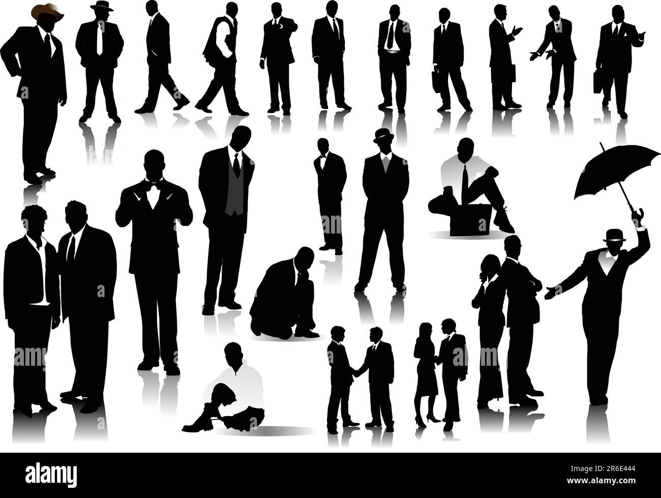 Office people silhouettes. Vector with one click color change Stock Vector