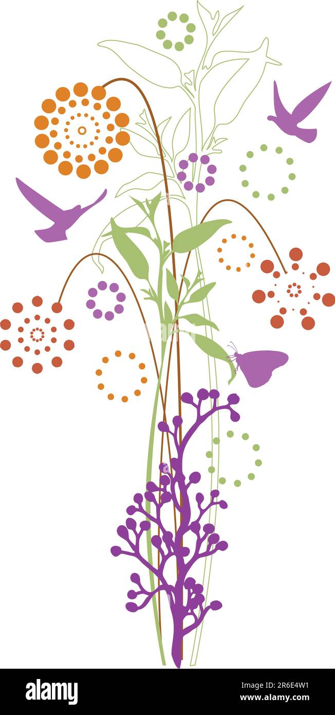 floral background design with birds Stock Vector Image & Art - Alamy