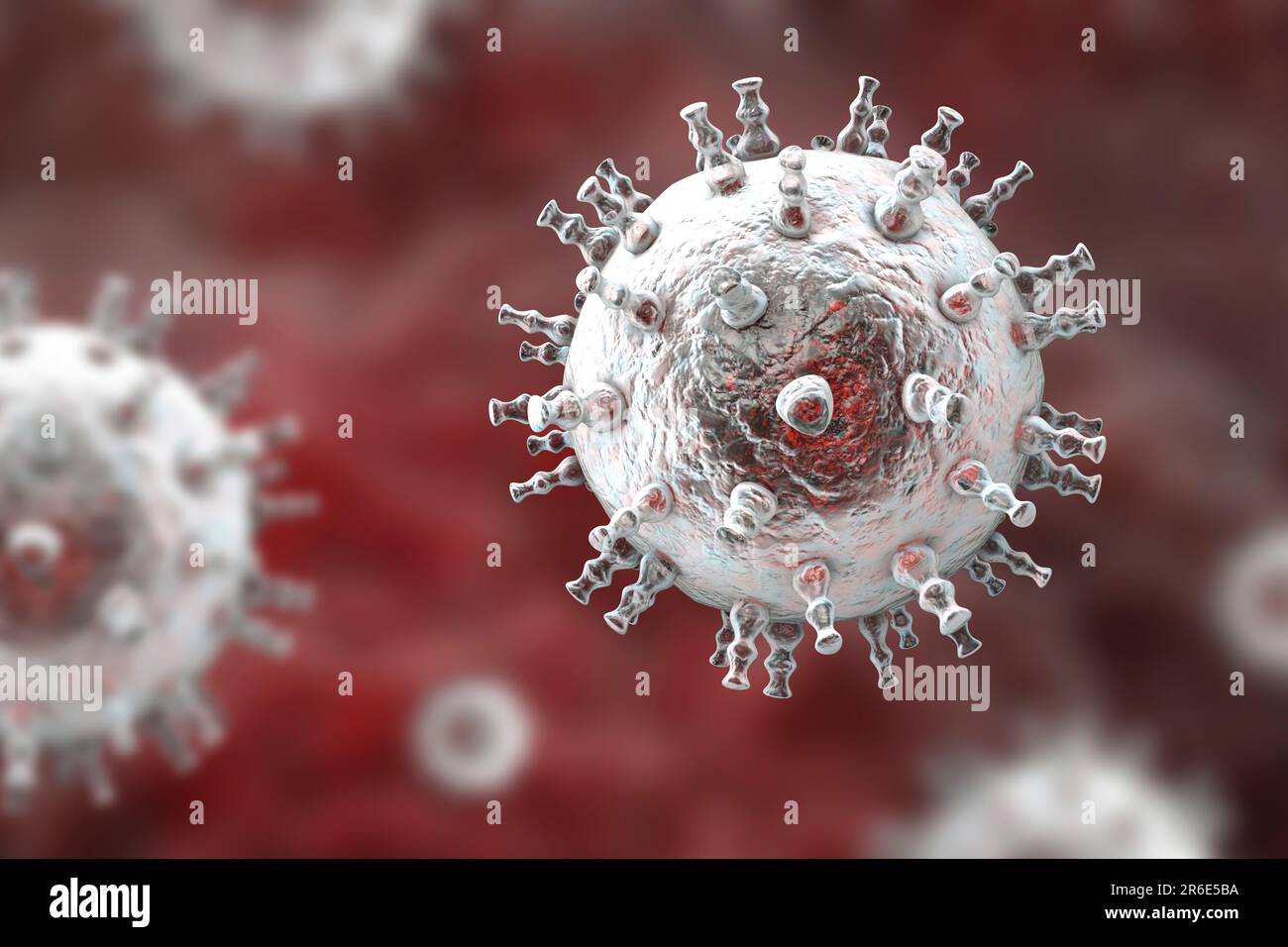Kaposi's sarcoma herpesvirus (KSHV), computer illustration. KSHV is Kaposi's sarcoma-associated herpesvirus (human herpesvirus 8). The virus is an onc Stock Photo