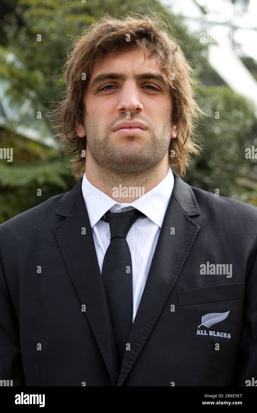 Samuel Whitelock of the All Blacks at the 2011 Rugby World Cup Squad presentation, Ponsonby Rugby Club, Auckland, New Zealand, Monday, August 29, 2011. Stock Photo