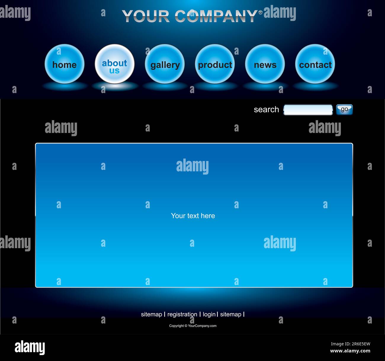 Website blue glossy template Stock Vector Image & Art - Alamy