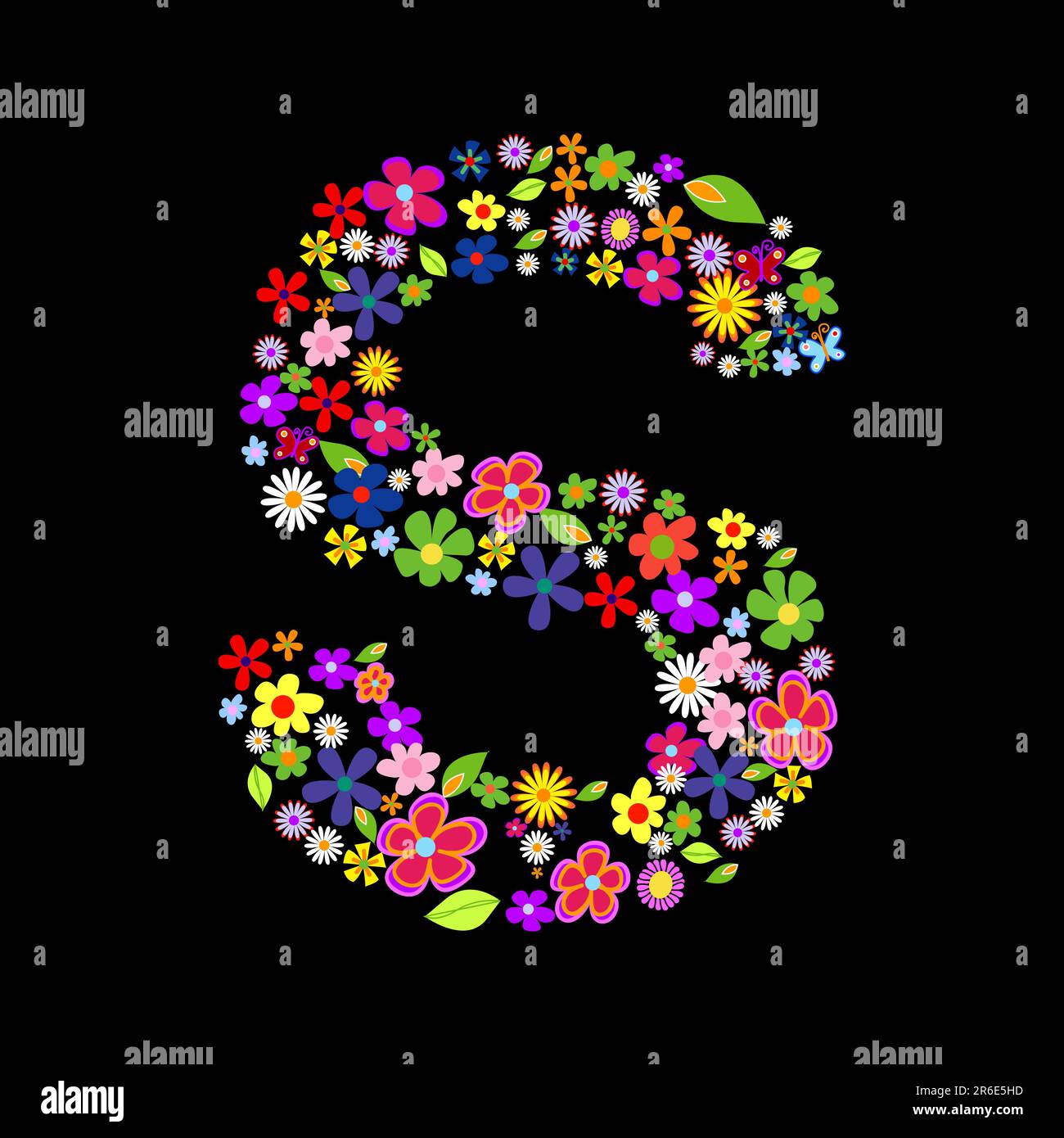 Vector flower font, letter S Stock Vector Image & Art Alamy