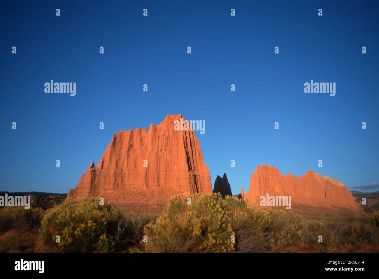 Sandstone formations, Cathedral Valley, Upper Cathedral, Capitol Reef National Park, Utah, USA Stock Photo