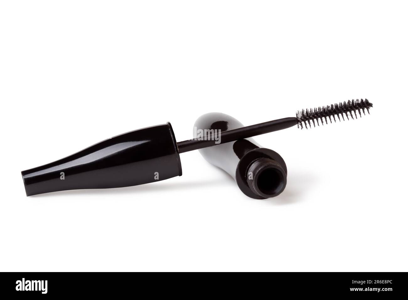 Black mascara wand and tube on white background Stock Photo Alamy