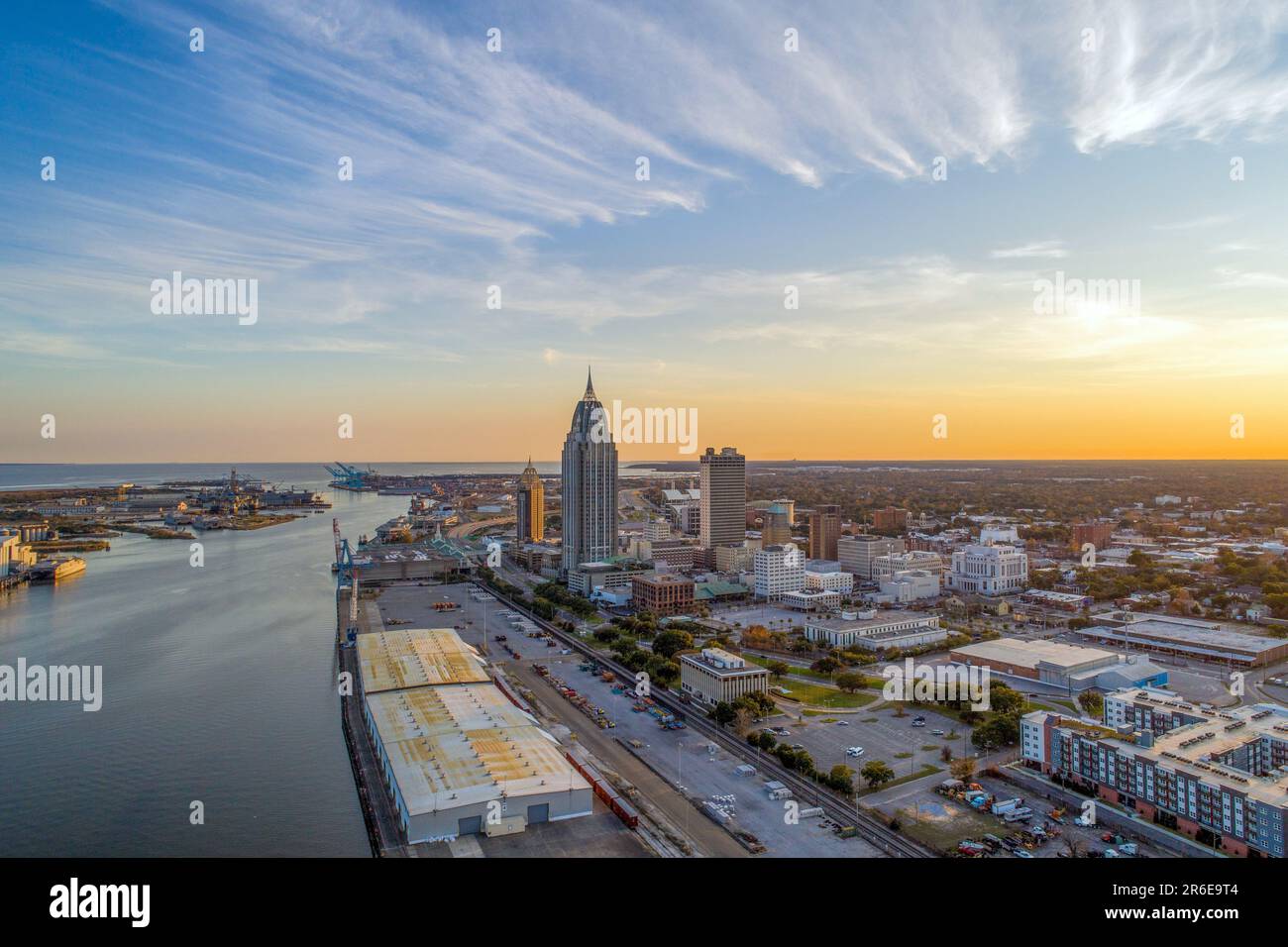 The Downtown Mobile, Alabama waterfront skyline Stock Photo Alamy