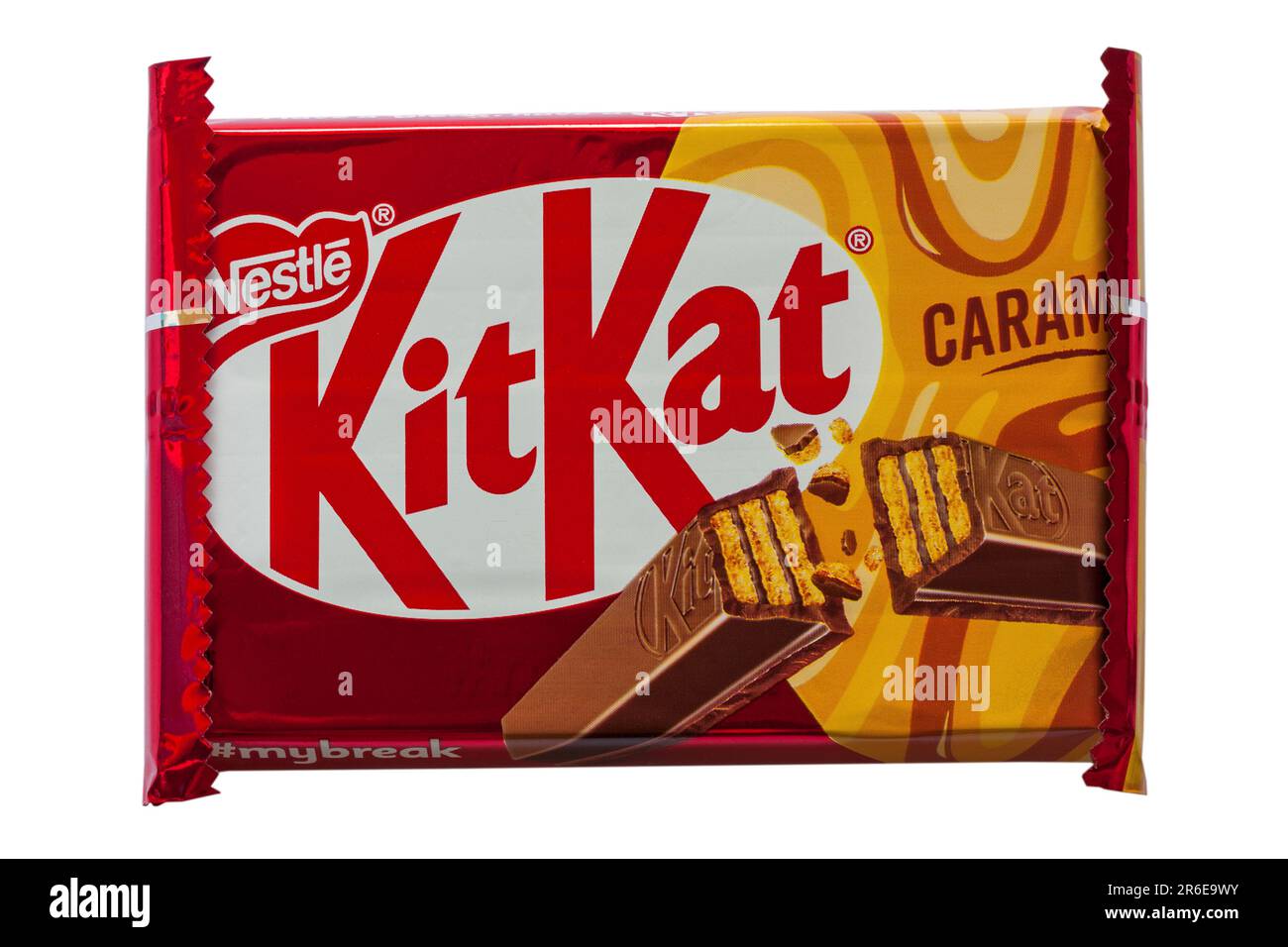 Nestle Caramel KitKat isolated on white background - Kit Kat kitkats kit  kats Stock Photo - Alamy