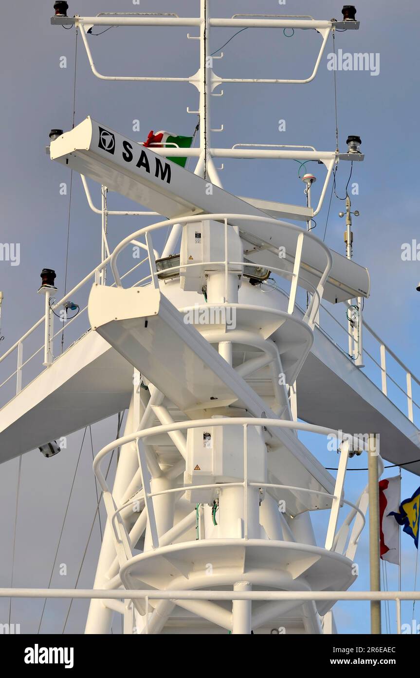 Radar installation, On deck of the cruise ship Costa, Serena Stock