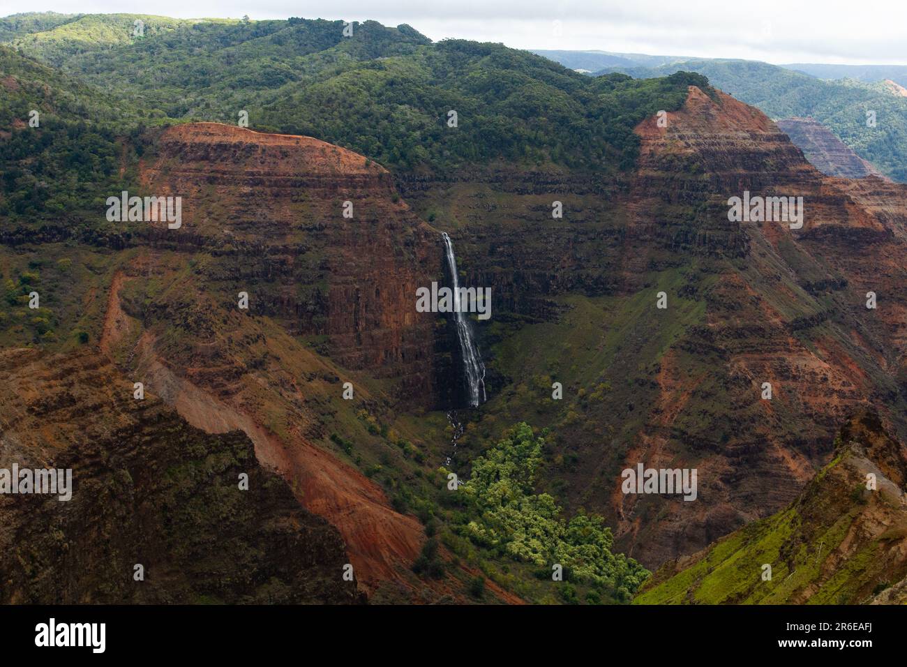 Waterfall in Waimea Canyon at Koke'e State Park in Kauai Hawaii Stock