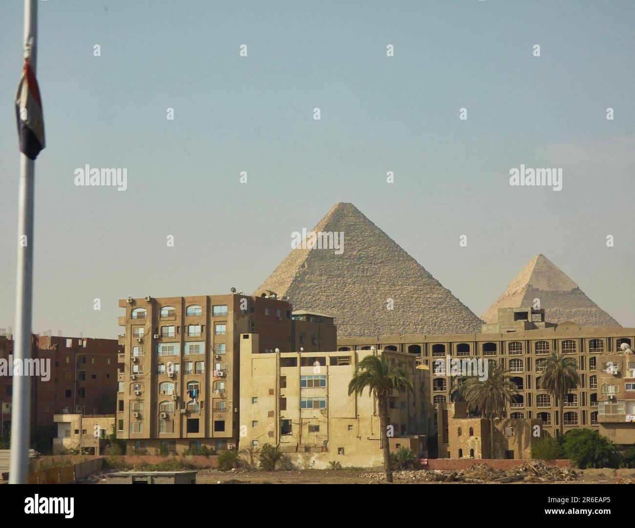 landscape of cairo in egypt with the pyramids in the background Stock Photo