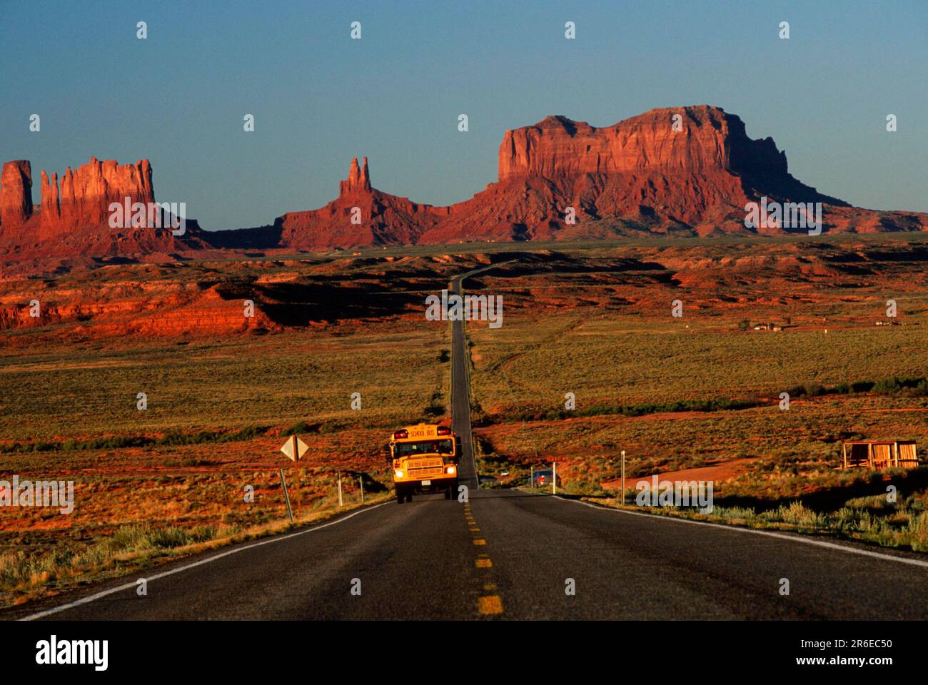 School bus, Monument Valley, Arizona, USA Stock Photo