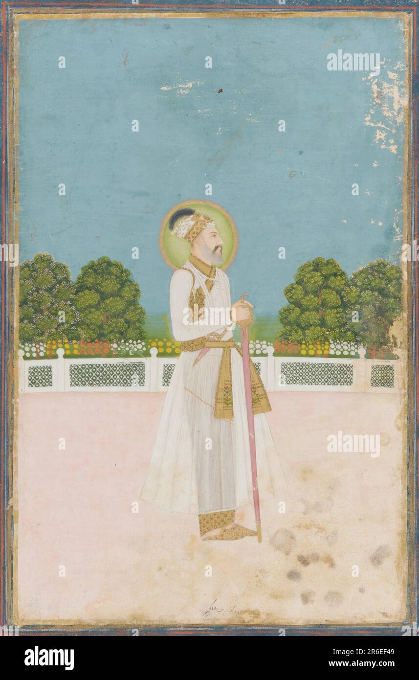 Portrait of an emperor. Date: 18th century. Origin: India. Period: Mughal dynasty. Color and gold on paper. Museum: Freer Gallery of Art and Arthur M. Sackler Gallery. Stock Photo