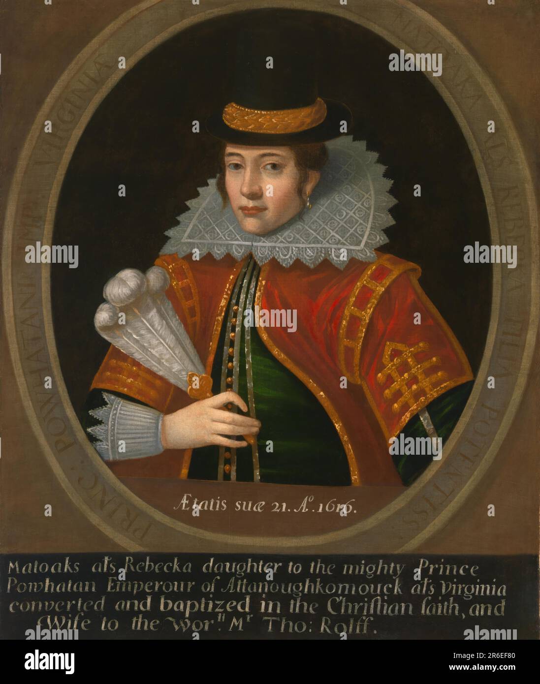 Pocahontas. oil on canvas. Date: after 1616. Museum: NATIONAL PORTRAIT GALLERY. Stock Photo