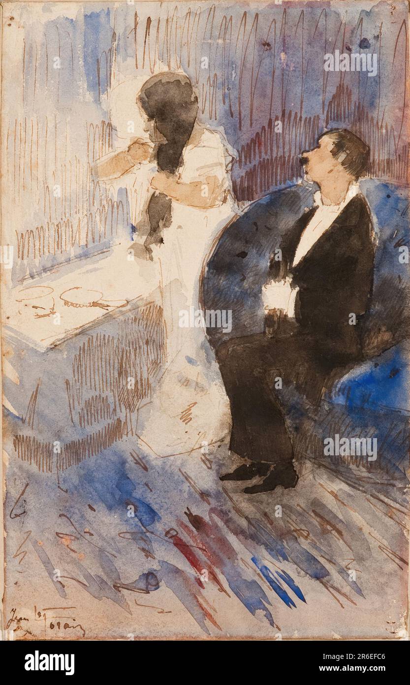 Untitled (In the Dressing Room). Ink, watercolor, gouache, and pencil on paper. Date: (1875-79). Museum: HIRSHHORN MUSEUM AND SCULPTURE GARDEN. Stock Photo
