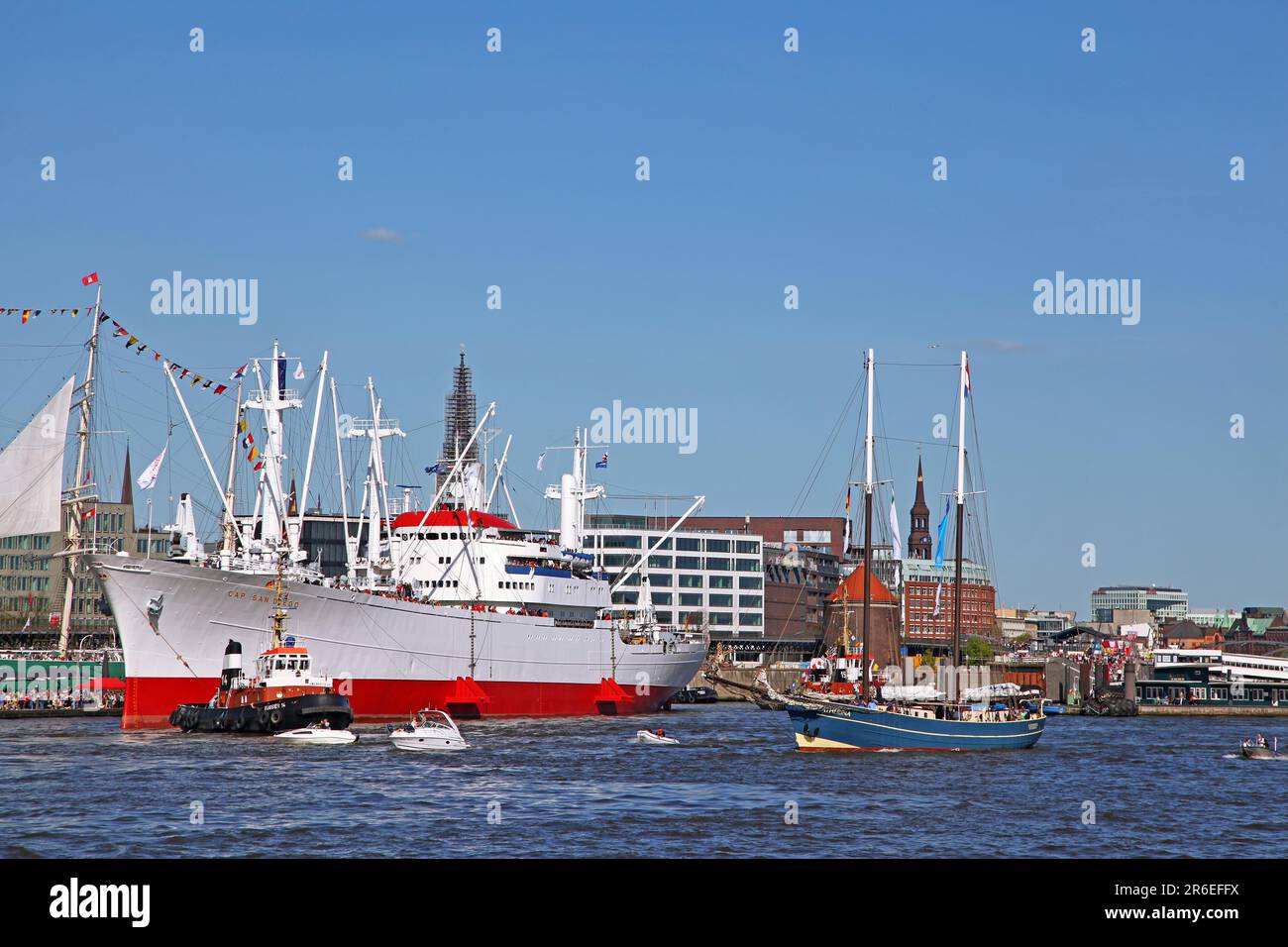 Cap San Diego at the Entry Parade of the 827th Hamburg Harbour Birthday 2016, Impressions of the 827th Birthday of the Port of Hamburg 2016, Germany Stock Photo