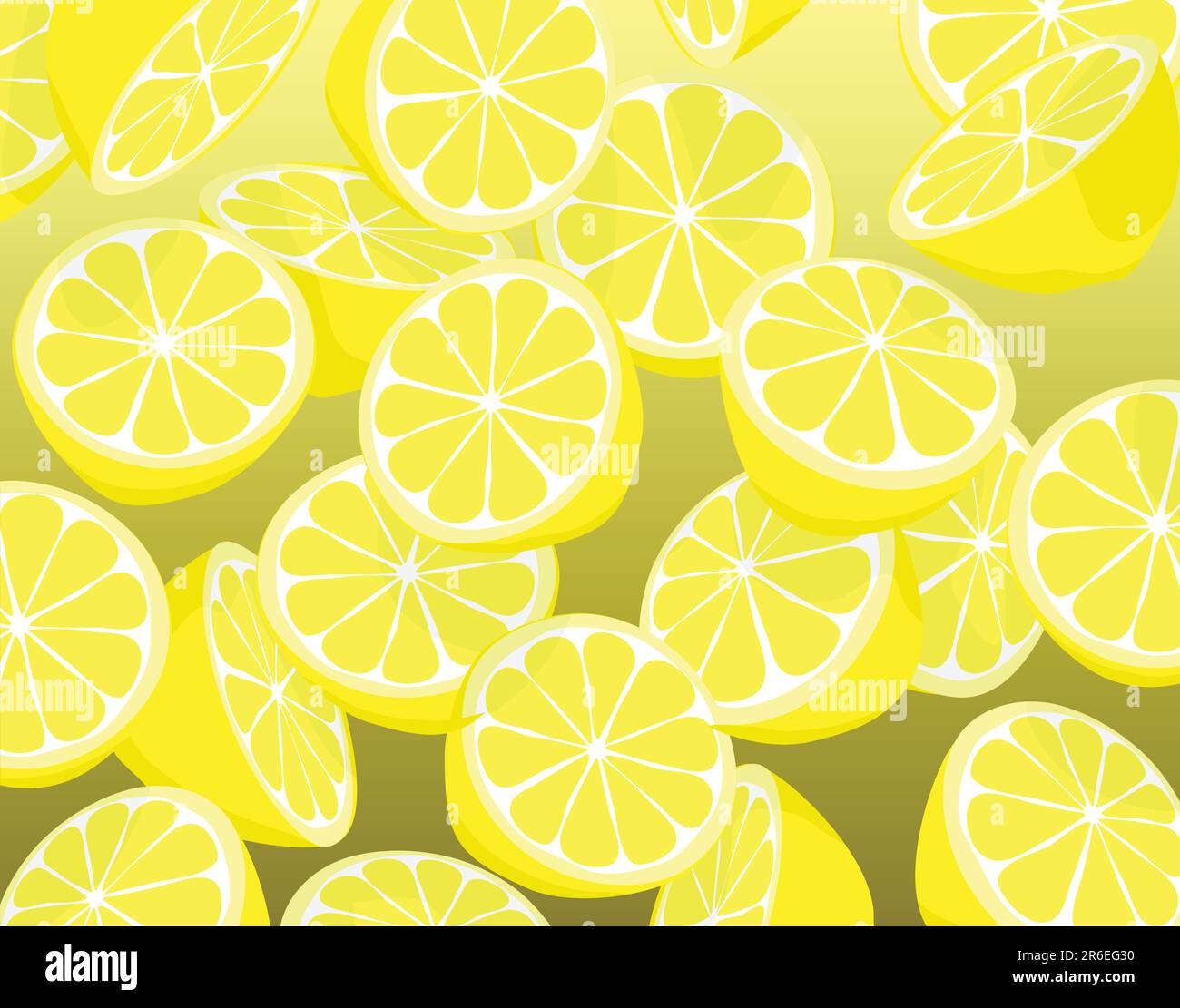 Editable vector illustration of falling sliced lemons Stock Vector