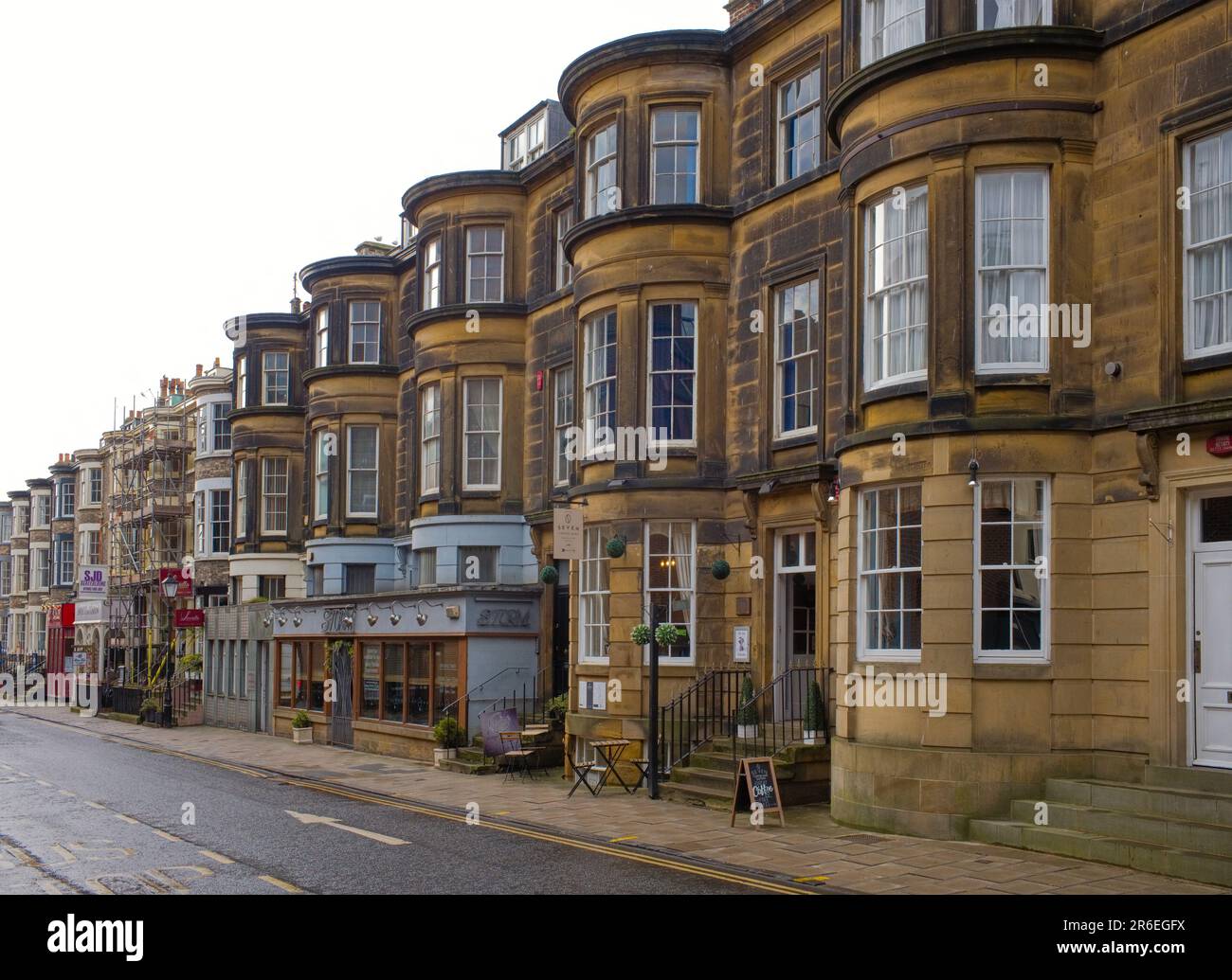 Elegant bow fronted Georgian houses in York Place, Scarborough, Stock Photo