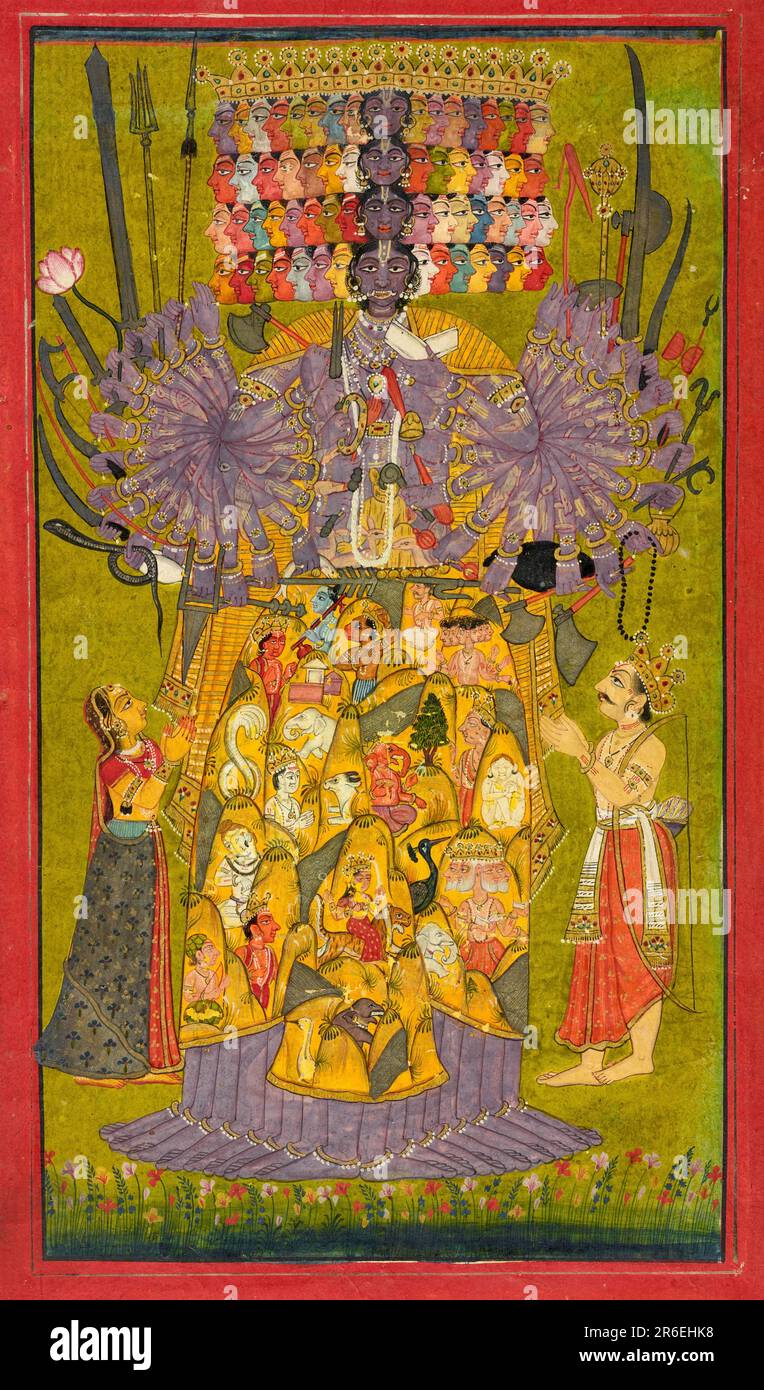 Krishna Vishvarupa. Date: ca. 1740. Opaque watercolor and gold on paper. Origin: Bilaspur, Himachal Pradesh state, India. Museum: Freer Gallery of Art and Arthur M. Sackler Gallery. Stock Photo