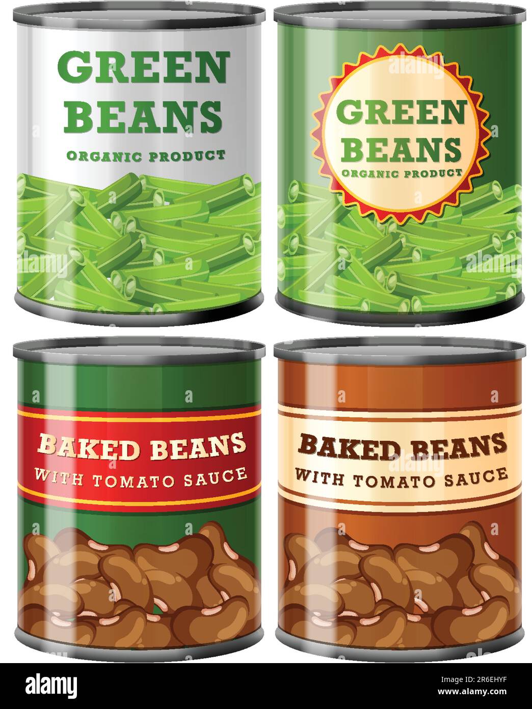 Vegetable Food Cans Collection illustration Stock Vector Image & Art