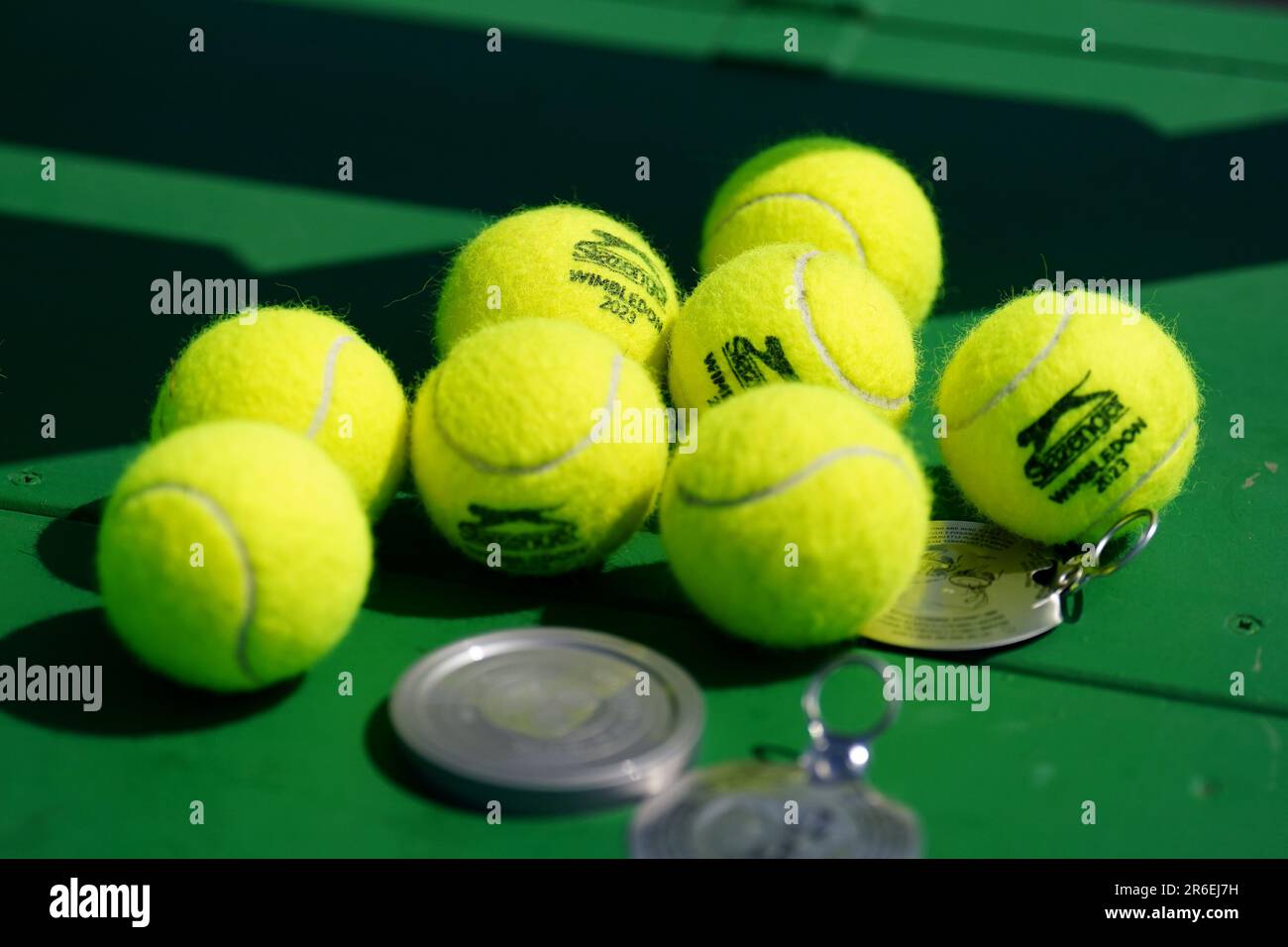 Slazenger tennis balls can be seen during day five of the 2023 Lexus