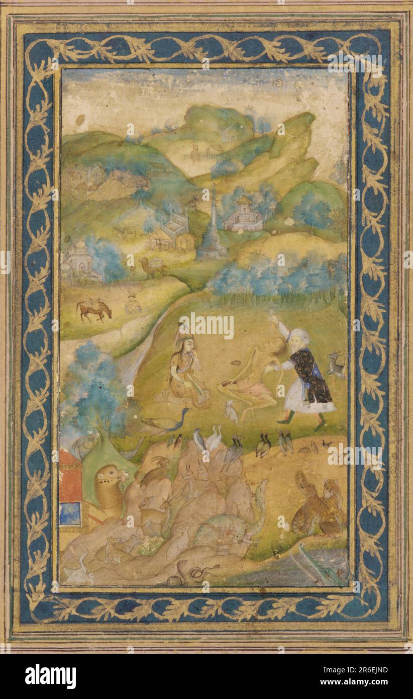 Layla and Majnun. Date: 17th century. Origin: India. Period: Mughal dynasty. Color and gold on paper. Museum: Freer Gallery of Art and Arthur M. Sackler Gallery. Stock Photo