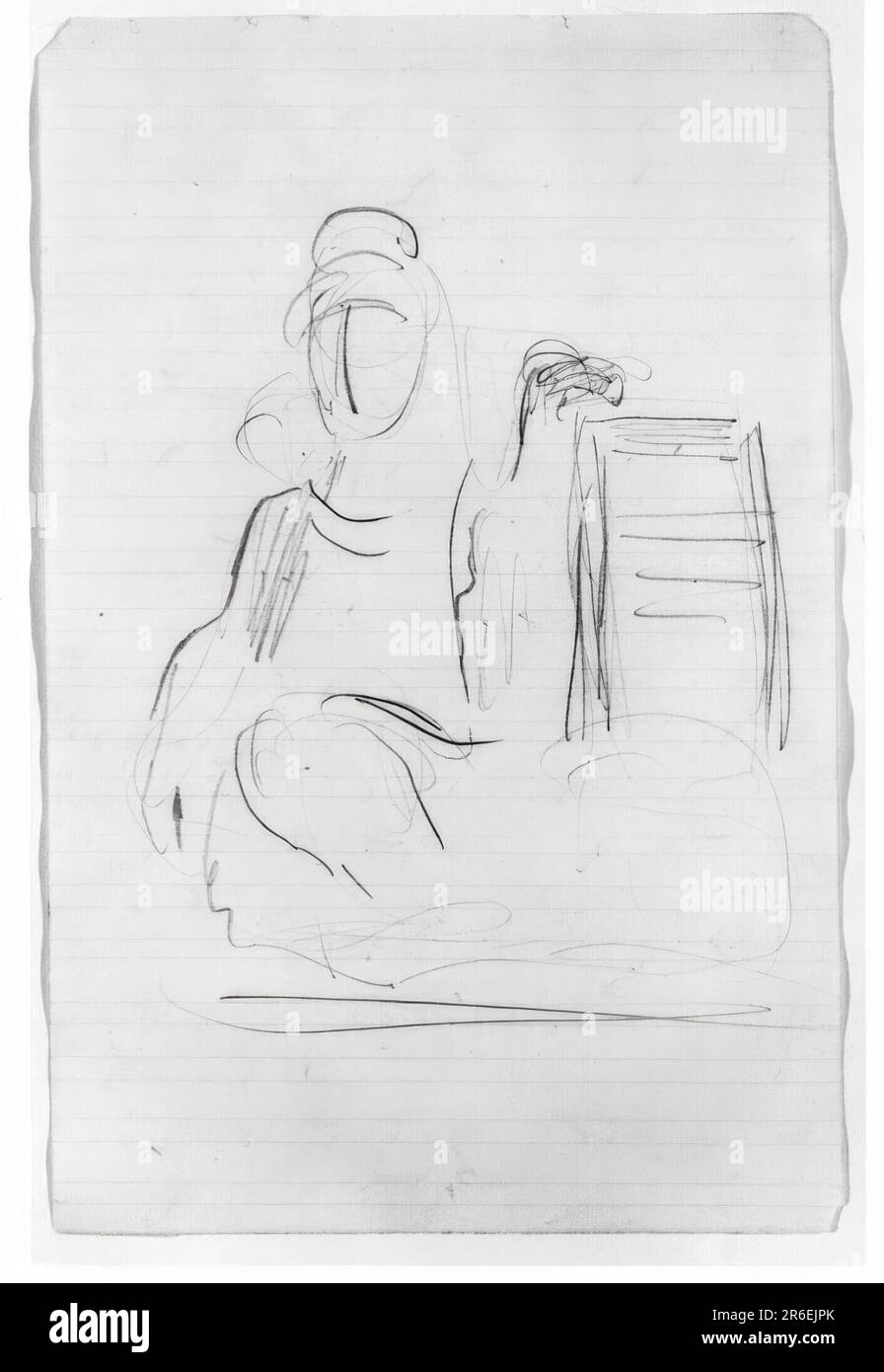 The Schuykill Freed (Seated Woman). pencil on paper. Date (18751876