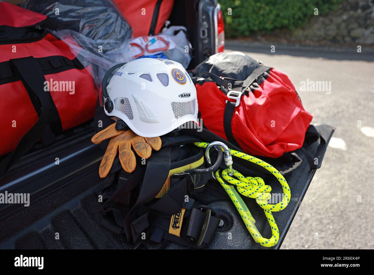 Search and Rescue teams at Braidwater Retail Park in Ballymena as the search has resumed in Co