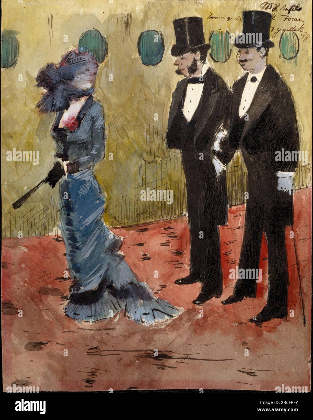 At the Theater. Date: 1878. Gouache, ink, and pencil on paper. Museum: HIRSHHORN MUSEUM AND SCULPTURE GARDEN. Stock Photo