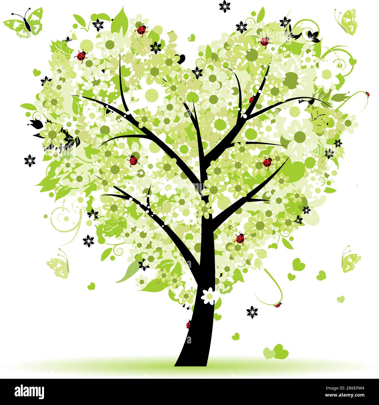 Valentine tree, love, leaf from hearts Stock Vector