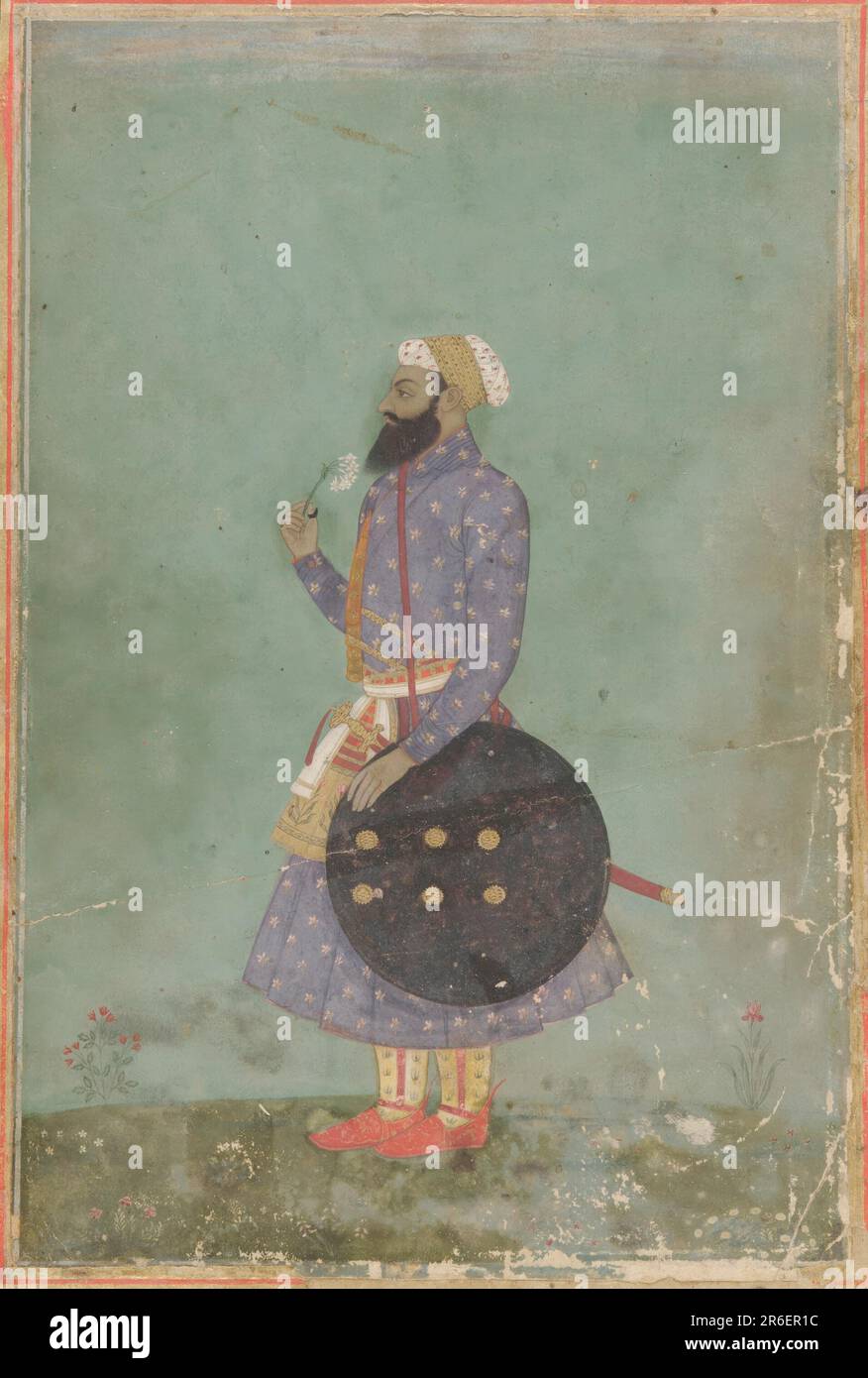 Portrait of a Prince. Date: 18th century. Origin: India. Period: Mughal dynasty. Color and gold on paper. Museum: Freer Gallery of Art and Arthur M. Sackler Gallery. Stock Photo