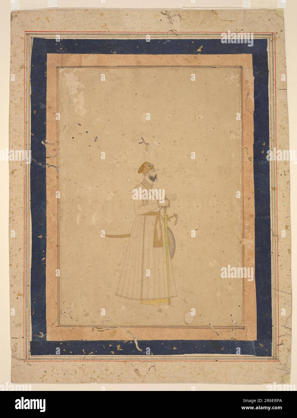 Portrait of an officer. Date: early 18th century. Origin: India. Period: Mughal dynasty. Color and gold on paper. Museum: Freer Gallery of Art and Arthur M. Sackler Gallery. Stock Photo