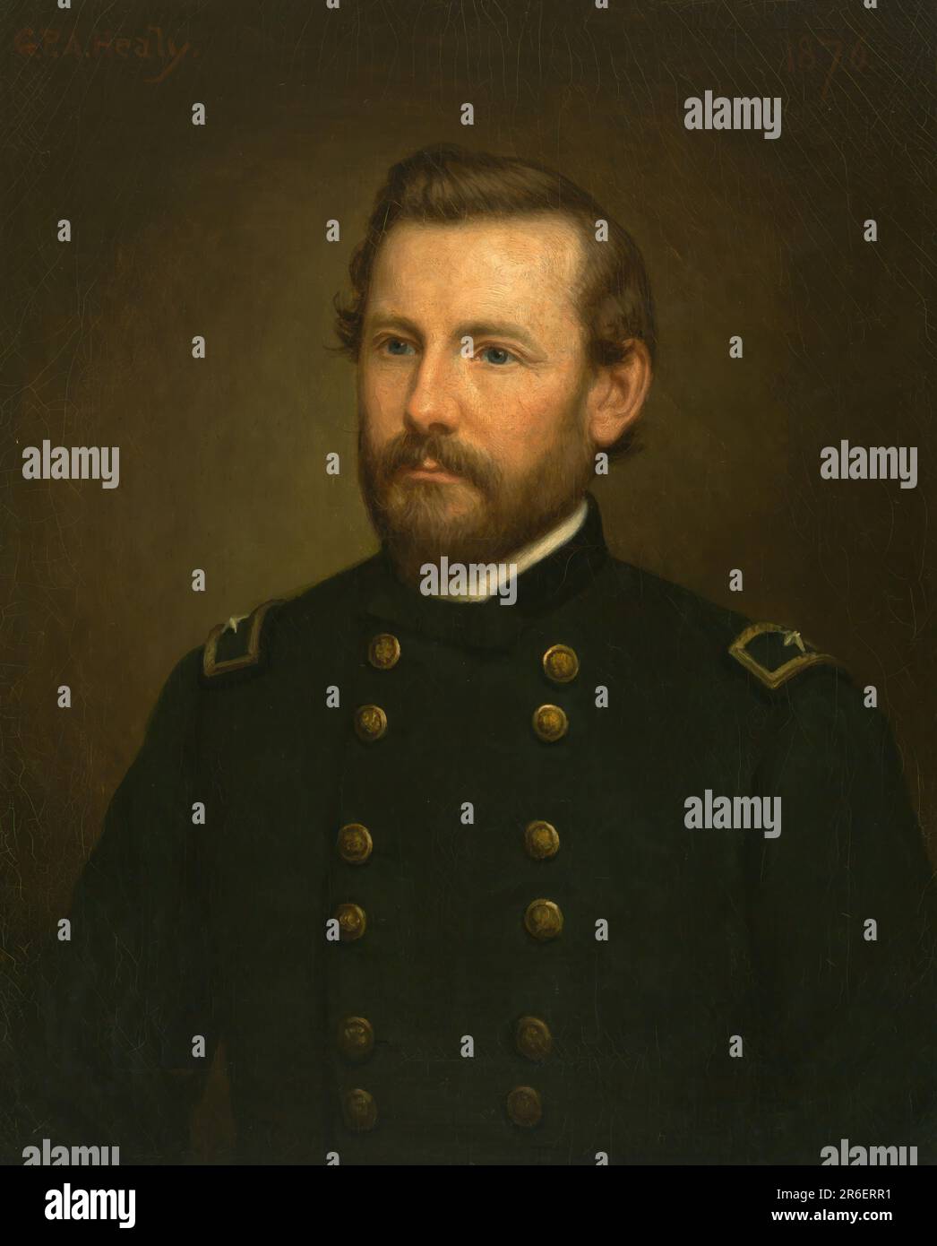 Albert James Myer. oil on canvas. Date: 1876. Museum: NATIONAL PORTRAIT GALLERY. Stock Photo