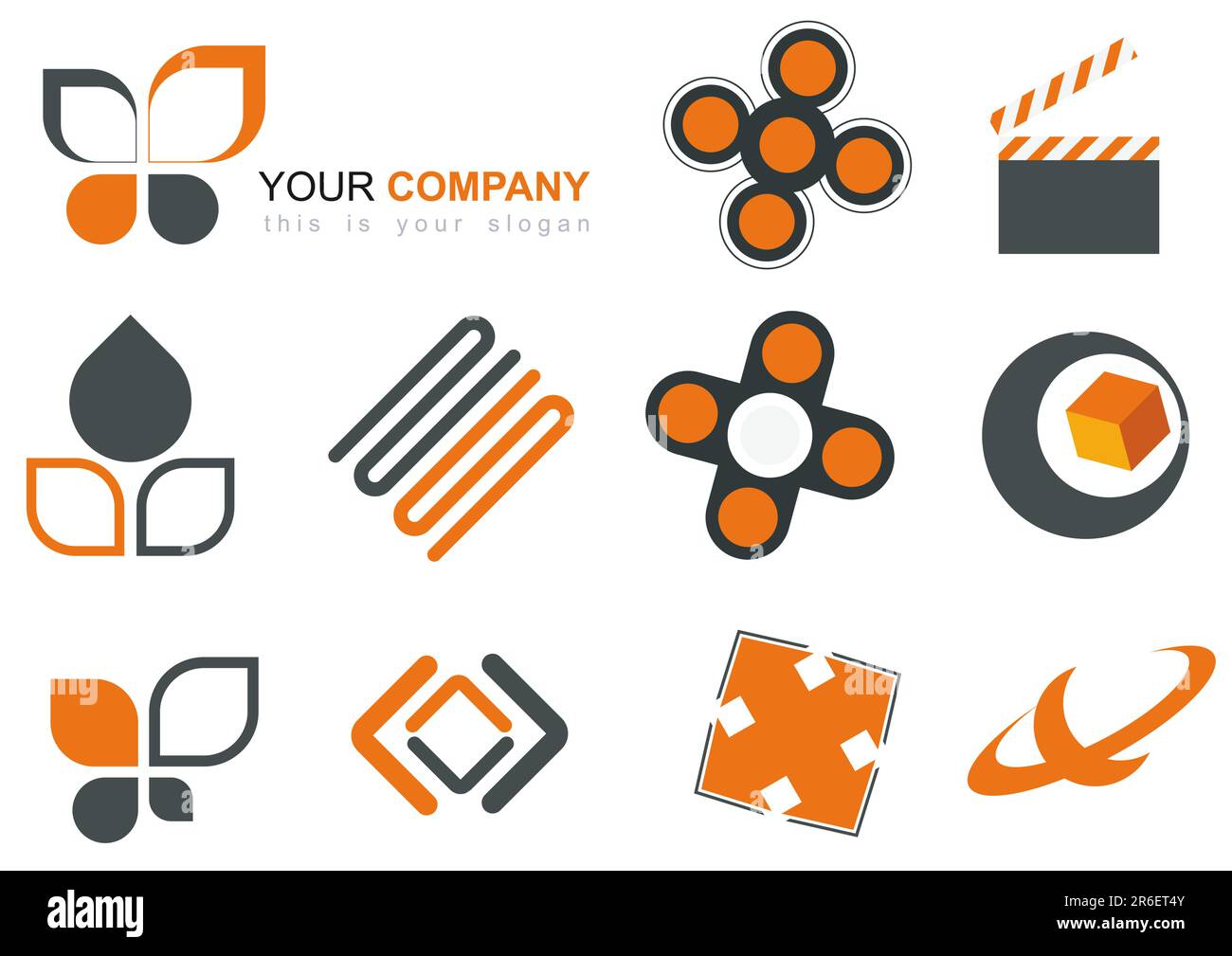 set of stylish orange logos Stock Vector Image & Art - Alamy