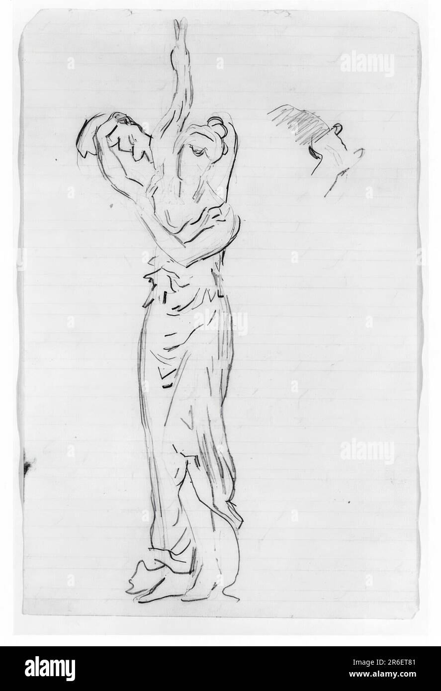 Nymph With Bittern. pencil on paper. Date: (1875-1876). Museum: HIRSHHORN MUSEUM AND SCULPTURE GARDEN. Stock Photo