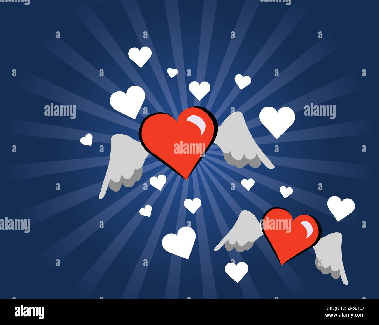 Flying hearts on white background Stock Vector