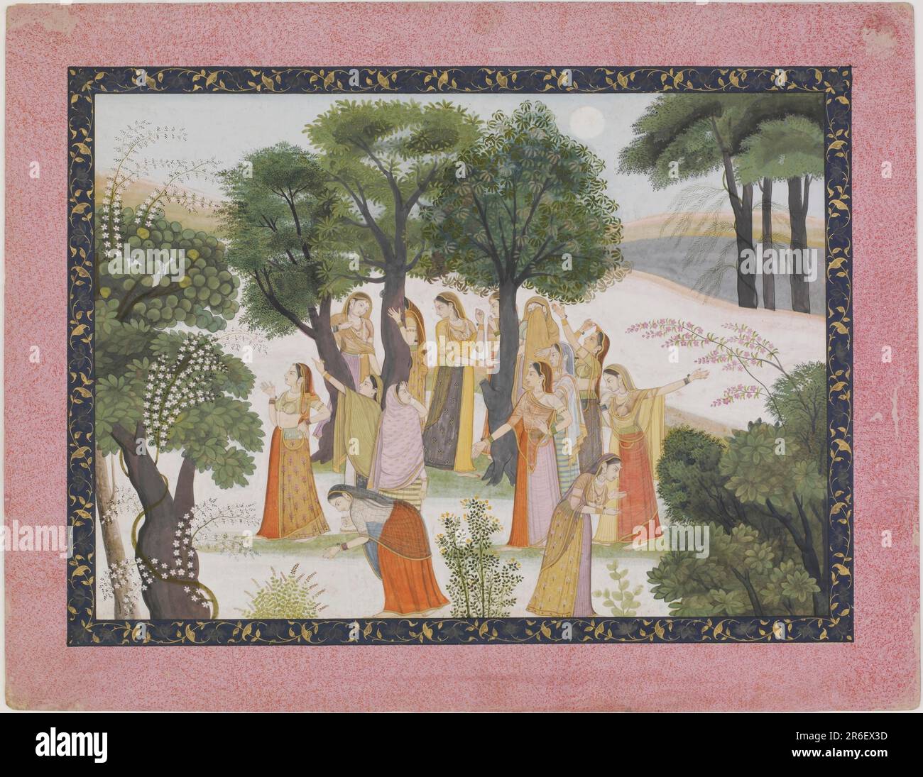 The Gopis Search for Krishna from a Bhagavata Purana. Date: ca. 1780. Opaque watercolor and gold on paper. Origin: Punjab Hills, India. Museum: Freer Gallery of Art and Arthur M. Sackler Gallery. Stock Photo