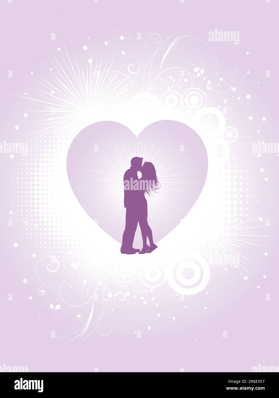 Silhouette of a kissing couple on a Valentines background Stock Vector ...