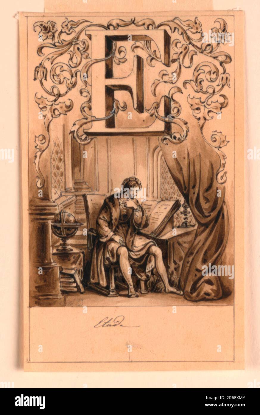 Flanked Letter Letter above, flanked by intertwining rinceau. A man resembling King ...