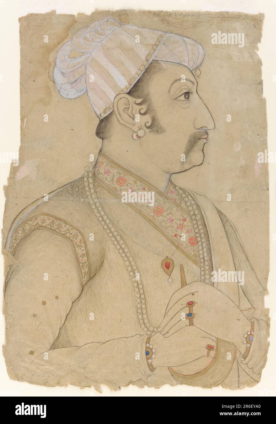 Raja Gaj Singh of Marwar. Date: 17th century. opaque watercolor and ink on paper. Museum: Smithsonian American Art Museum. JAHANGIR. Stock Photo