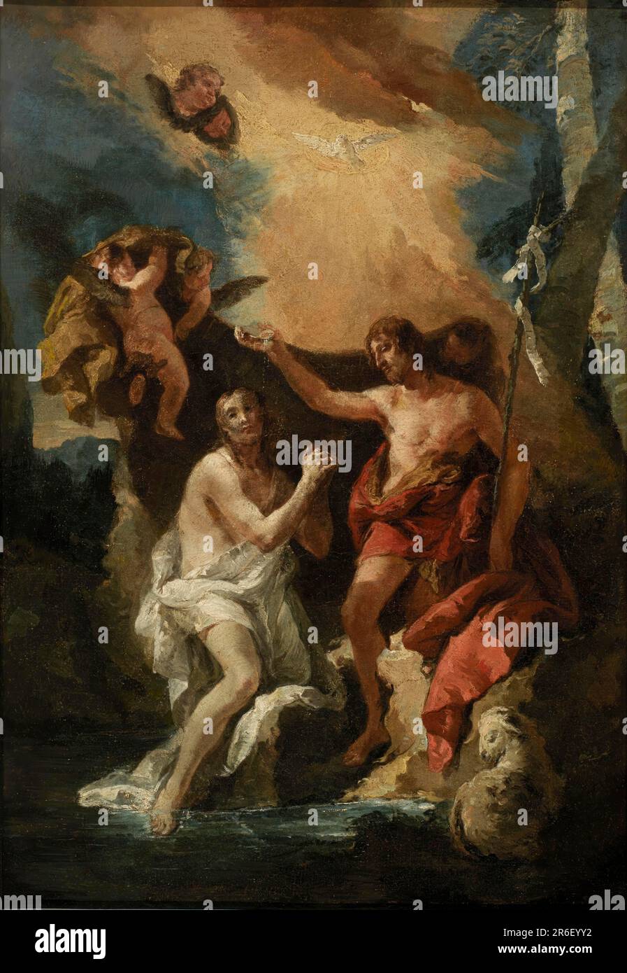 Baptism of Christ. Date: 18th century. oil on wood. Museum: Smithsonian American Art Museum. Stock Photo