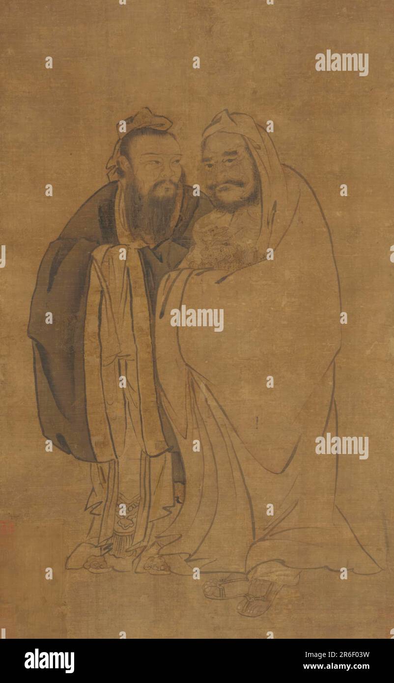 Confucius and Buddha Cradling a Qilin. Origin China. Date 15th