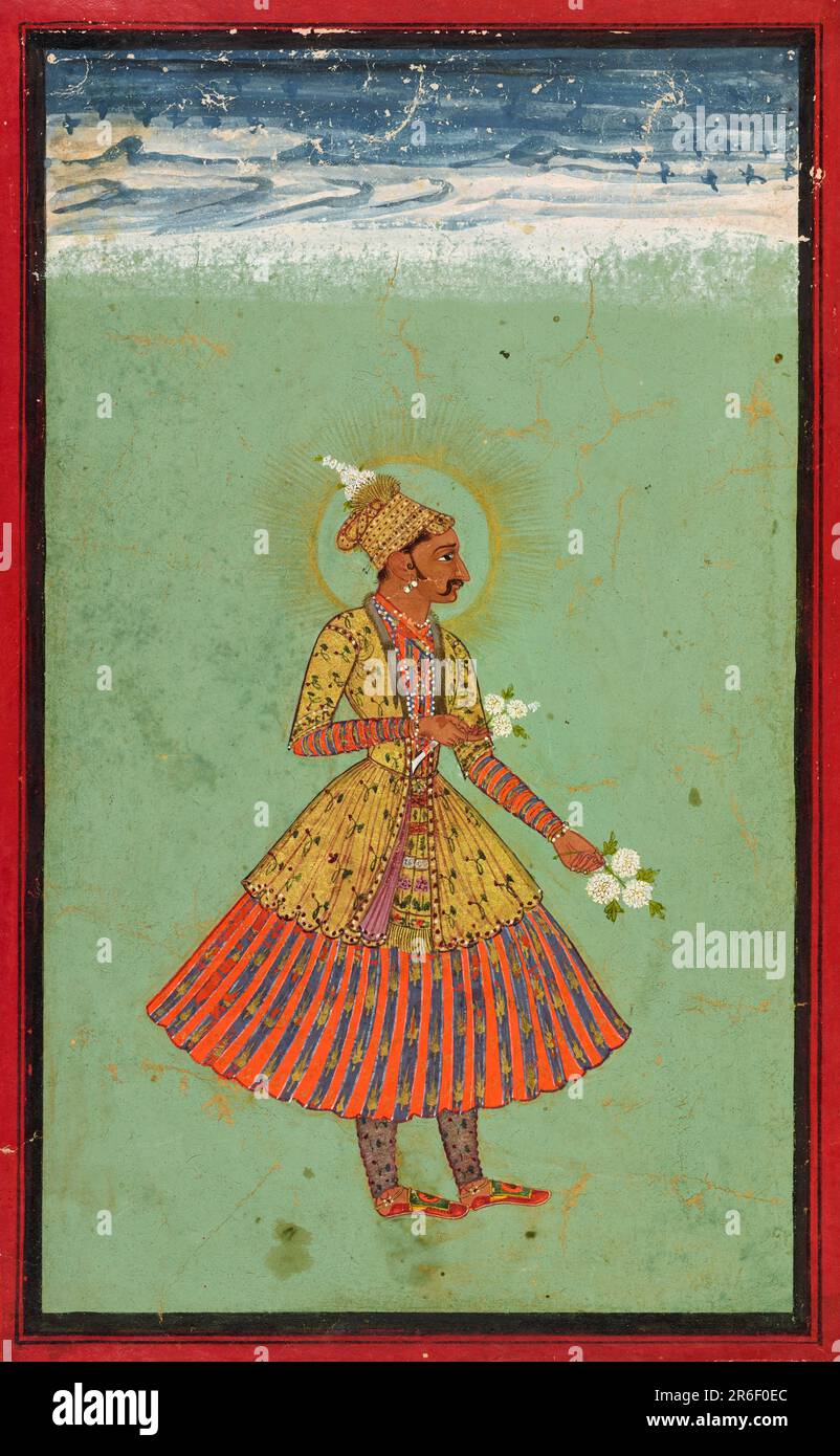 Raja Jagat Singh of Kota. Opaque watercolor and gold on paper. Date: ca. 1670-1675. Origin: Kota, Rajasthan state, India. Museum: Freer Gallery of Art and Arthur M. Sackler Gallery. Stock Photo