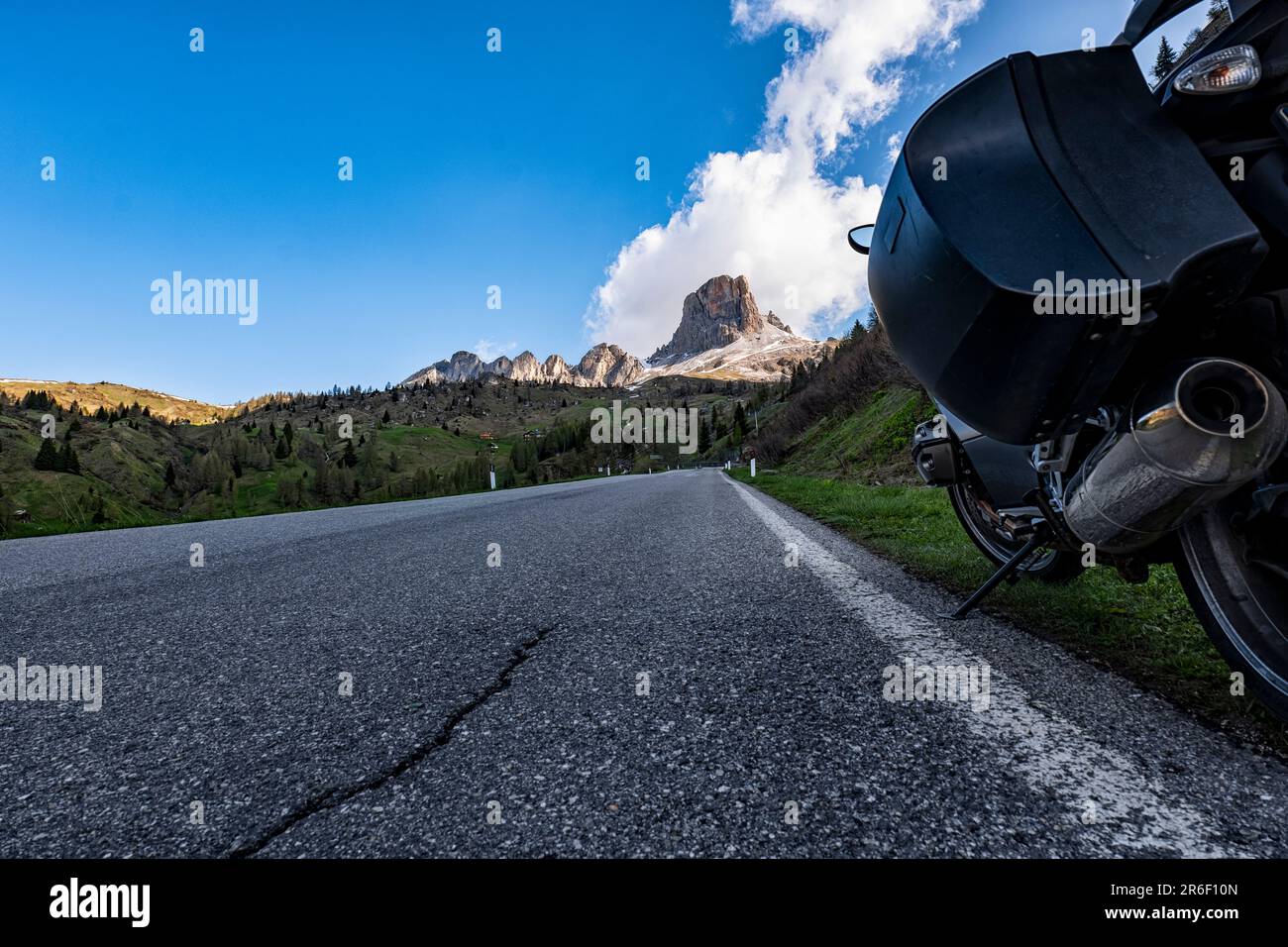 Motorbike tour in the Dolomites Stock Photo