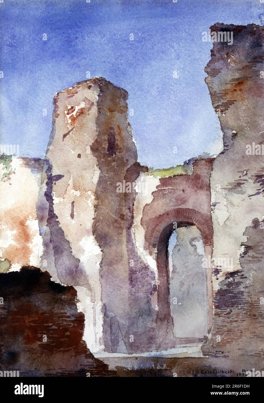 Baths of Caracalla, Rome. watercolor and pencil on paper. Date: 1880. Museum: Smithsonian American Art Museum. Stock Photo